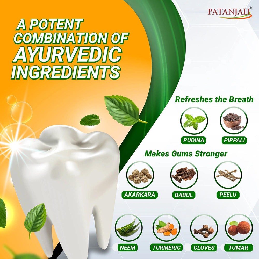 Herbal ingredients list including akarkara and neem