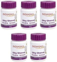 Giloy Ghan Vati 40gm Pack of 5 tablets and packaging