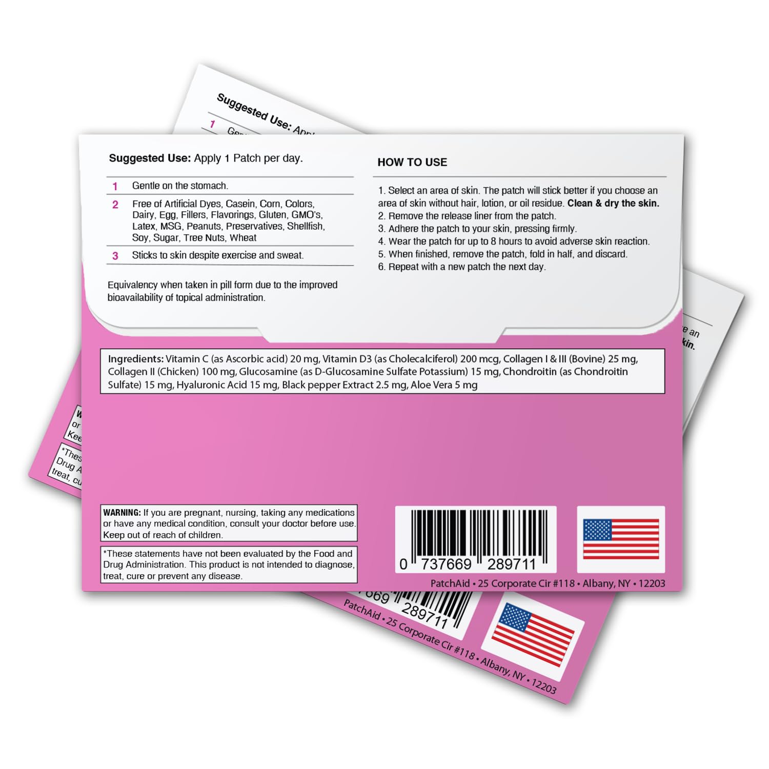 Close-up of PatchAid Collagen Plus patch strip