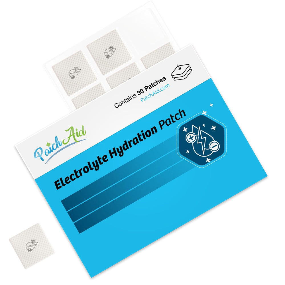 PatchAid Electrolyte Hydration Patch being applied on arm for easy hydration