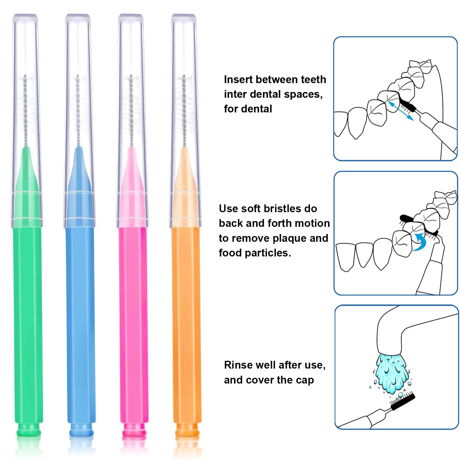 Close-up of 13.5 mm braces brushes included in the pack
