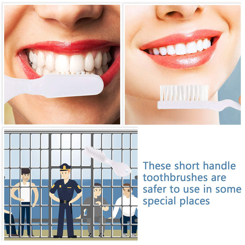 Portable travel toothbrushes shown in a bulk lot