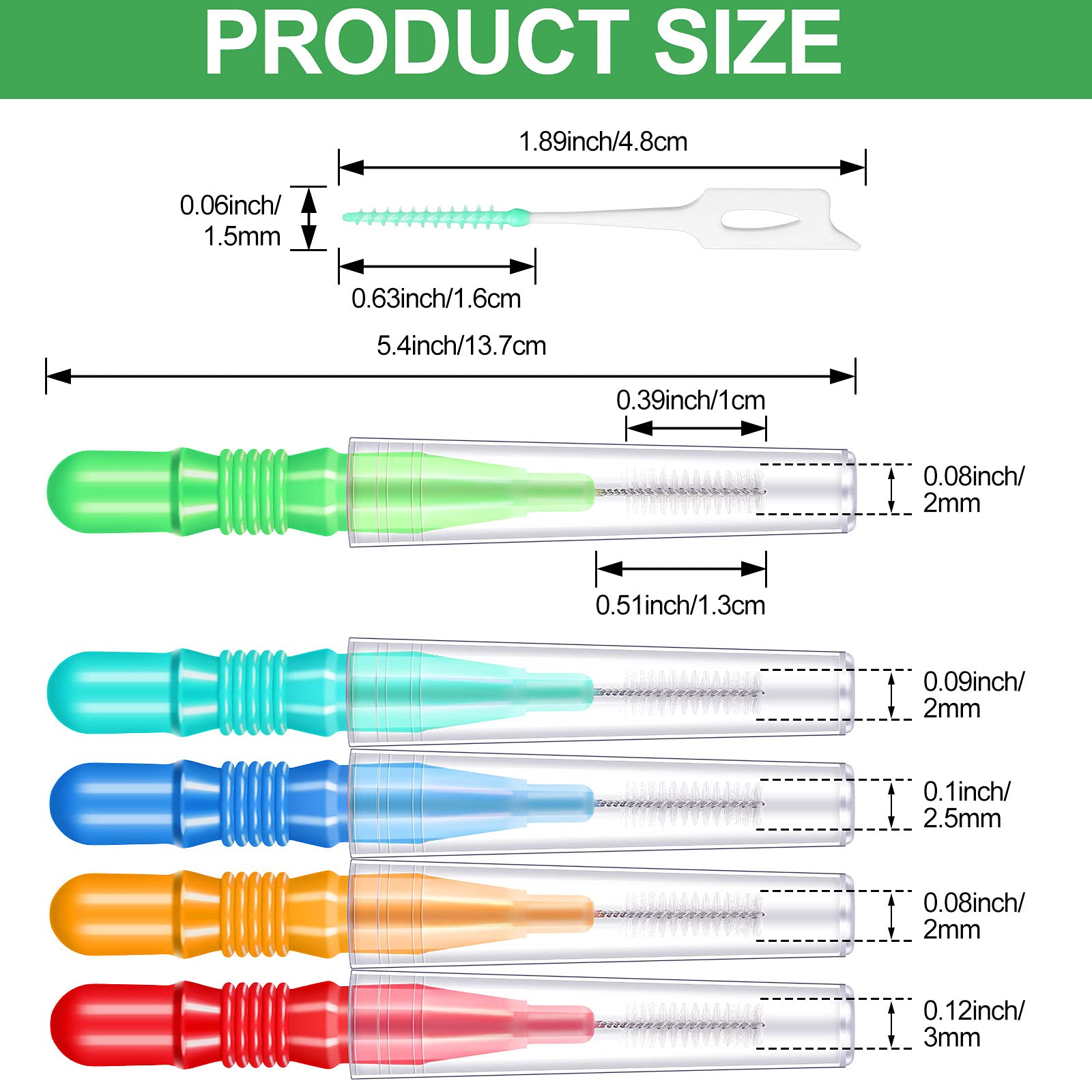 Interdental brushes and floss picks included in Patelai set