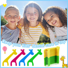 Yellow Patelai 400 count kids flossers in giraffe shape