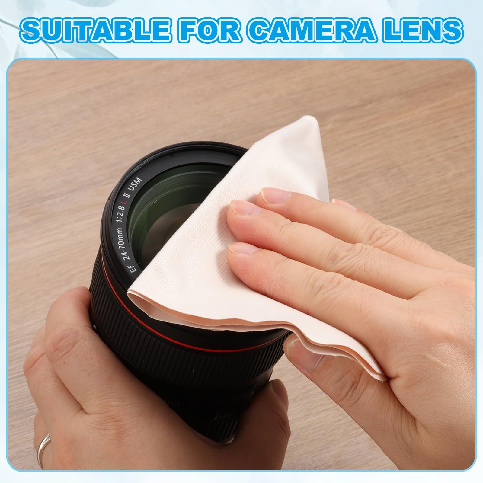 Hands wiping screen with PATIKIL cleaning cloth