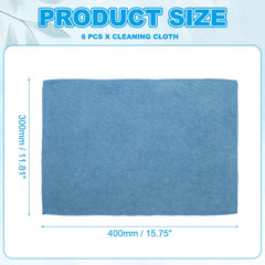 Six cleaning cloths showing size 11.81 x 15.75 inches