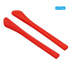 Red PATIKIL end tips installed on eyeglass temple