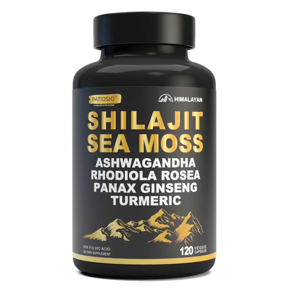 Patiosio Shilajit capsules for men bottle front with 120 capsules