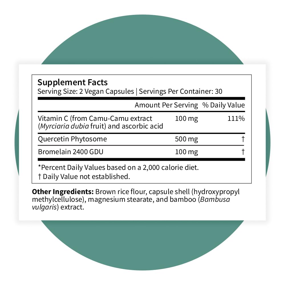 Camu camu vitamin C and bromelain in vegan formula depiction