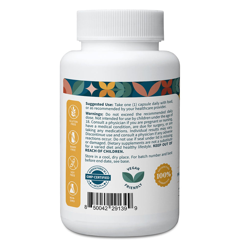 Close-up of saffron extract label showing 88.5 mg per serving