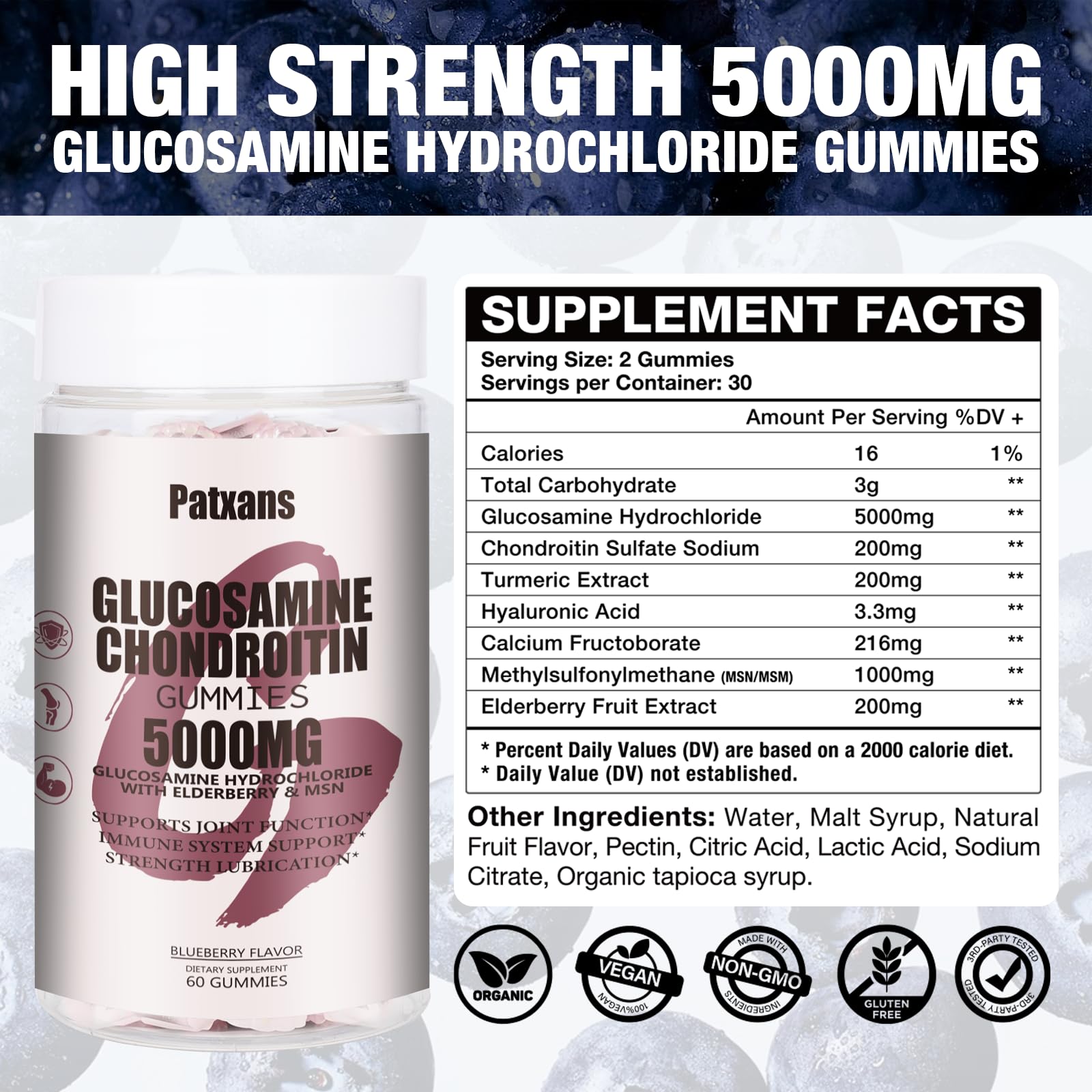 Patxans bottle side view with label