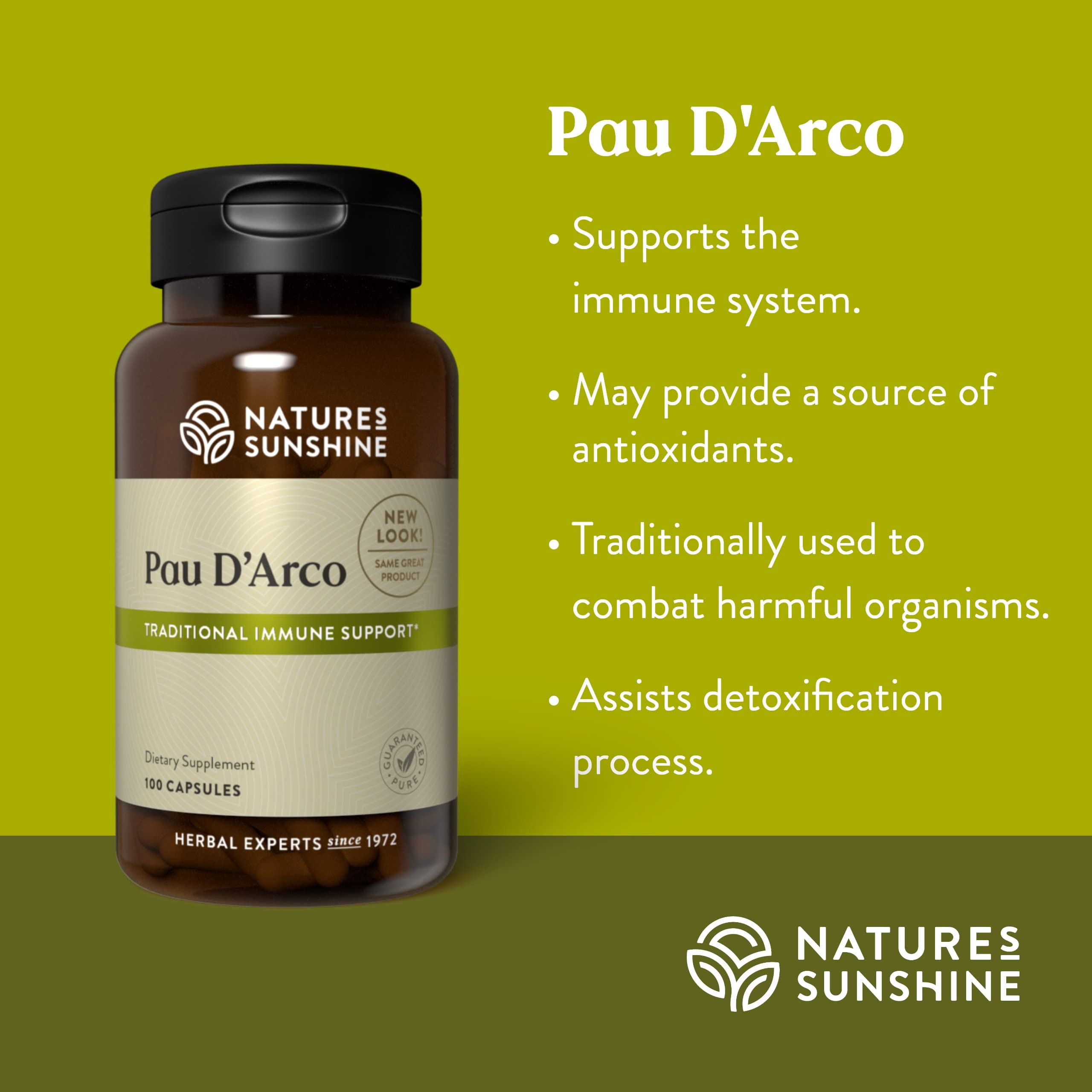 Pau D'Arco capsules and bottle on neutral background