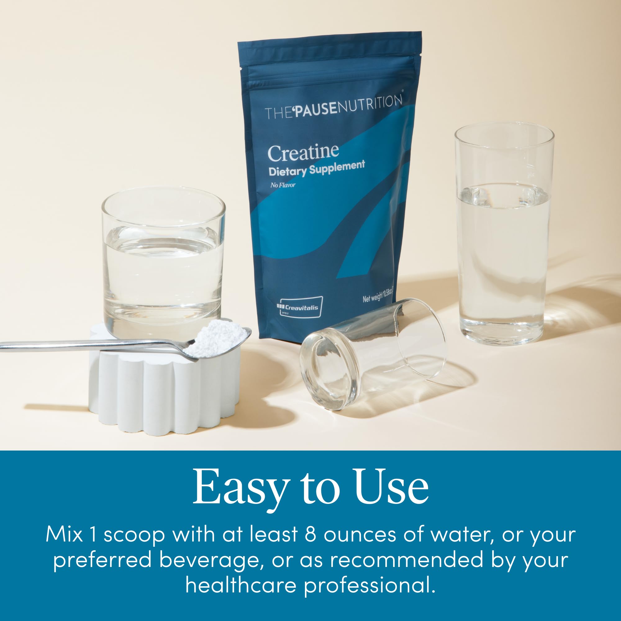 Pause Life Creatine Powder label showing Creavitalis ingredients