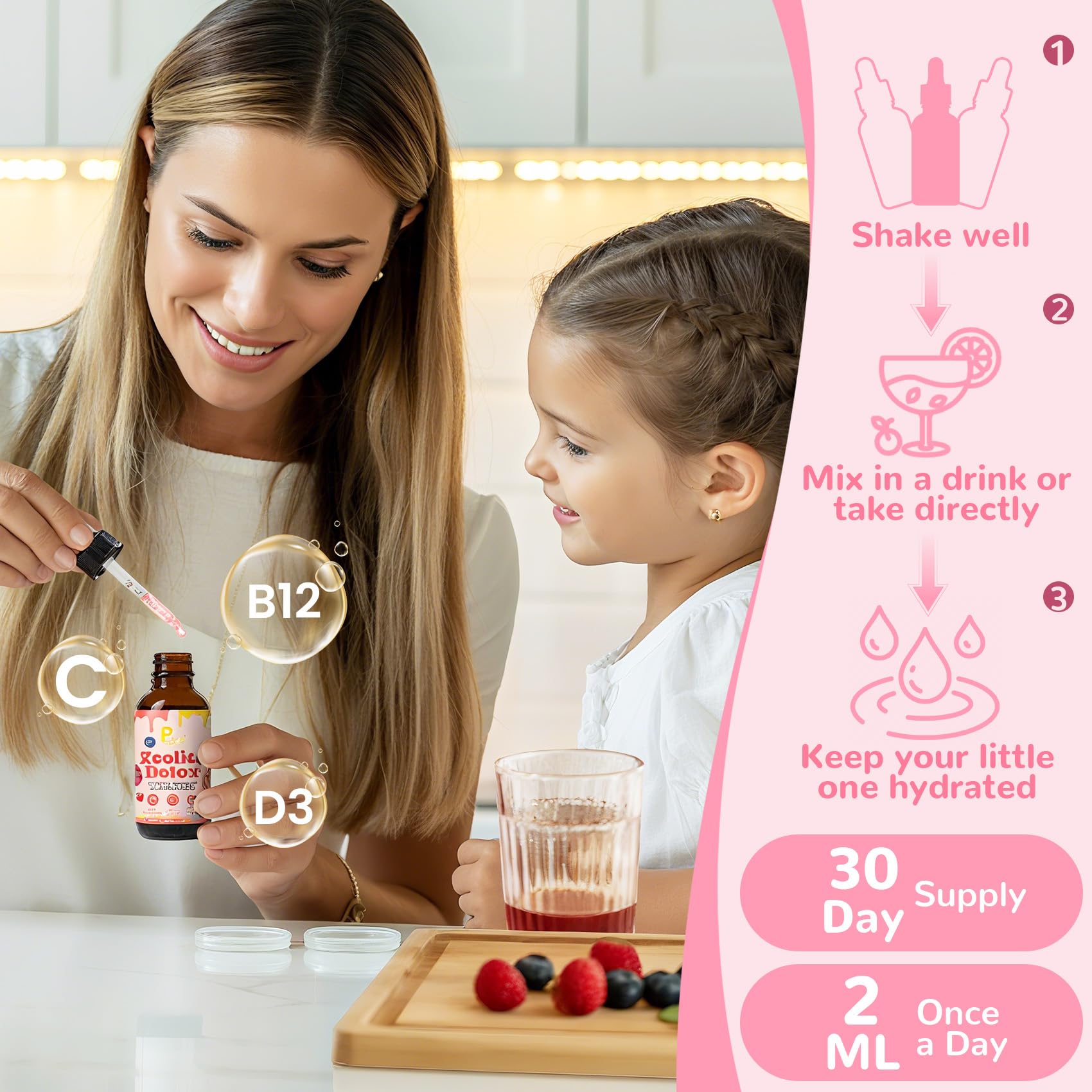 Child-friendly packaging and berry flavor branding