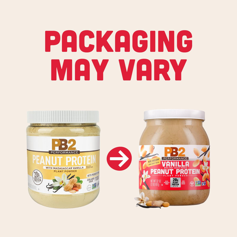 PB2 Performance Peanut Protein Powder Vanilla 2lb packaging close-up