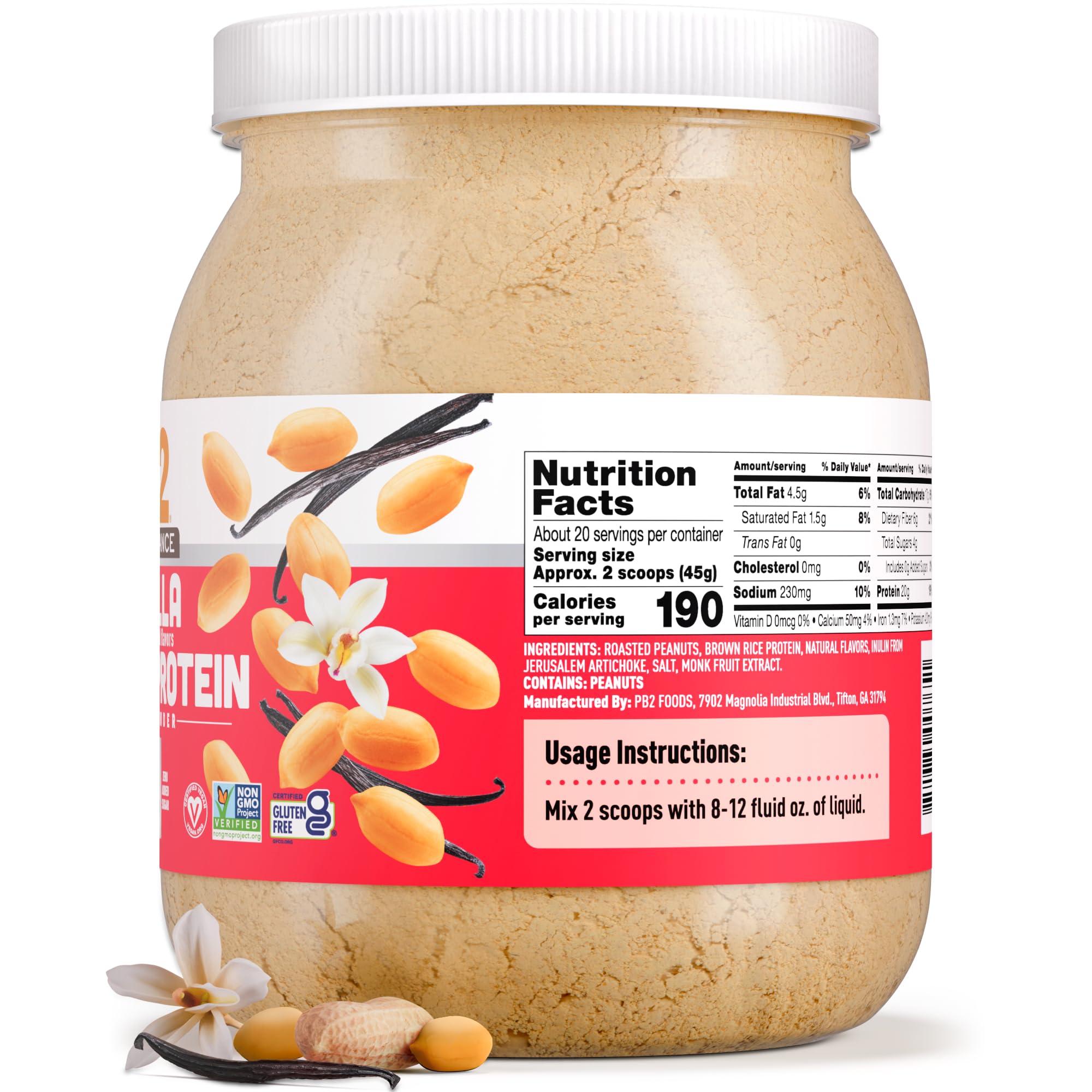PB2 Performance Peanut Protein Powder Vanilla 2lb vegan and OU Kosher