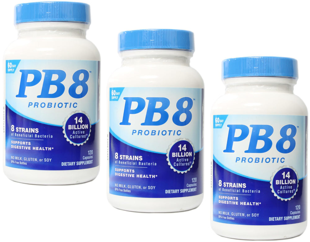 PB8 Probiotic 3-Pack bottles lined up