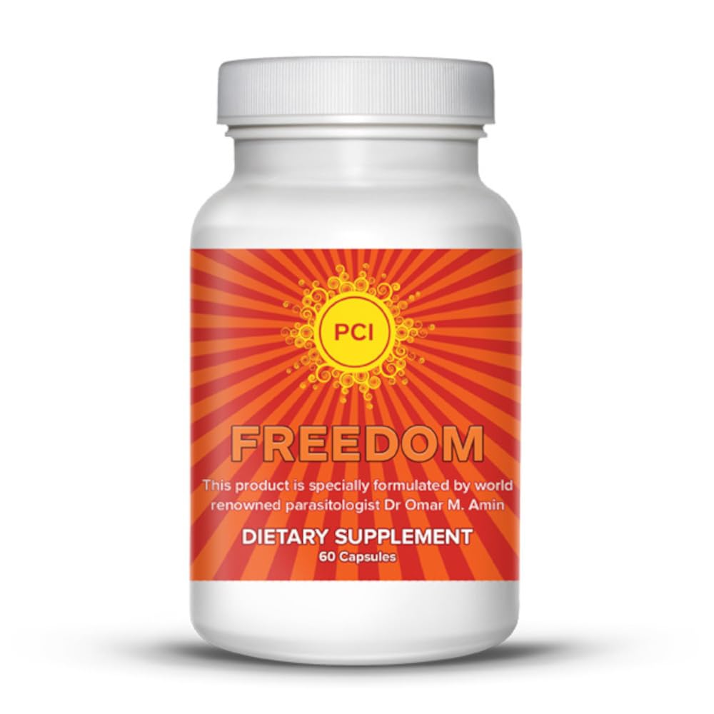 Packaging and bottle of PCI Freedom Herbal Remedy 60 capsules