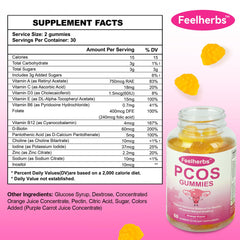 Close-up of PCOS Gummies label with nutrition facts