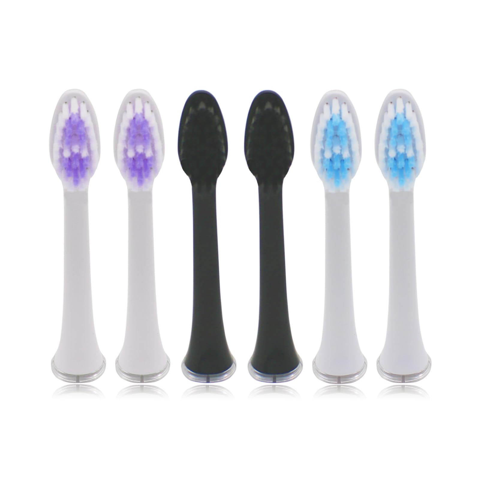 PDEEY 6-pack toothbrush heads with cover for Jetwave Sonic Edge - front view