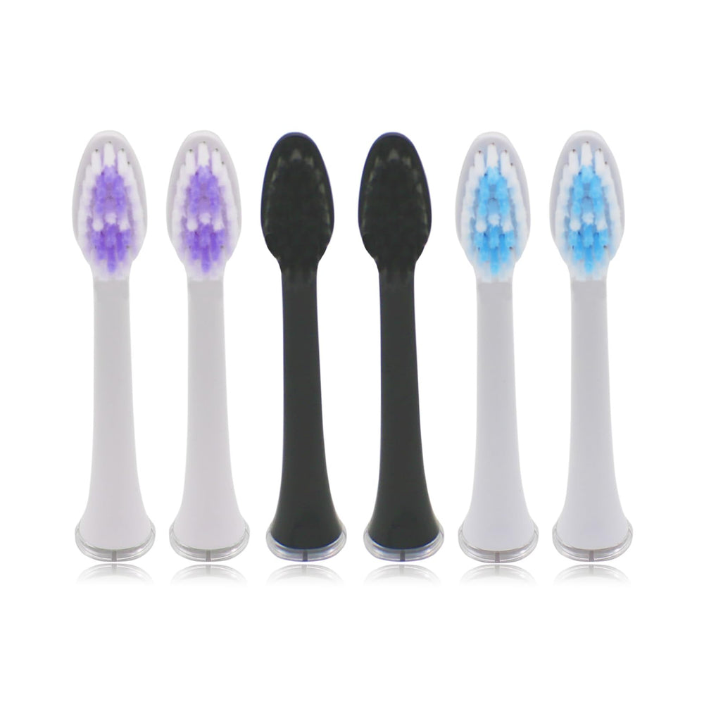 PDEEY 6-pack toothbrush heads with cover for Jetwave Sonic Edge - front view