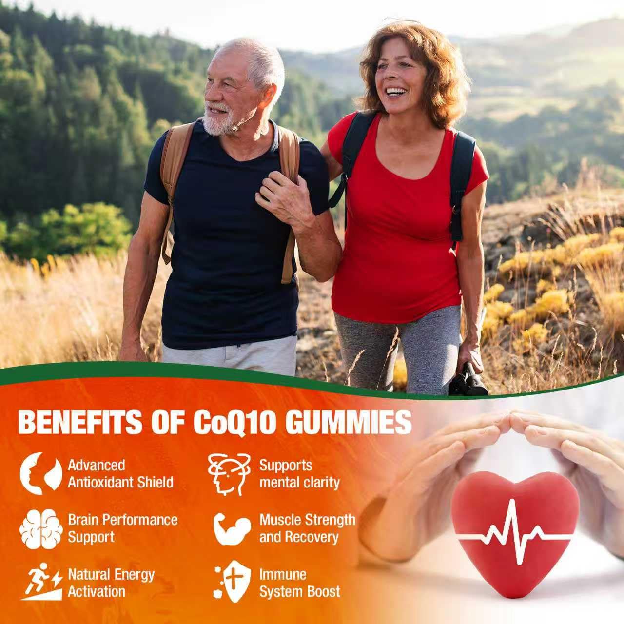 Peach-flavored CoQ10 gummies packaging