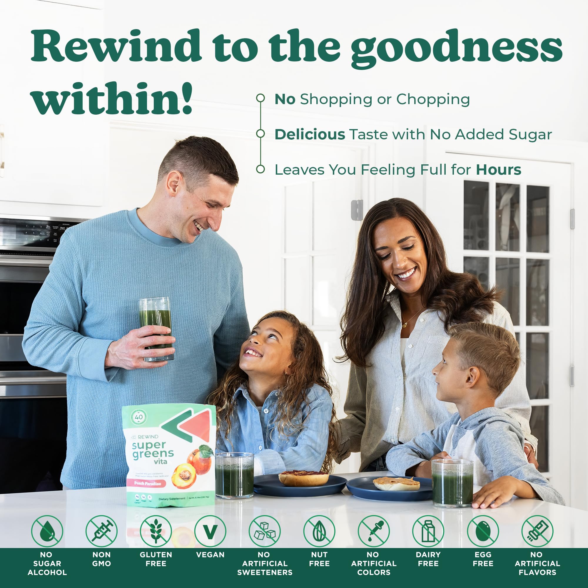 Bottle of Peach Flavor Green Juice Superfood Mix