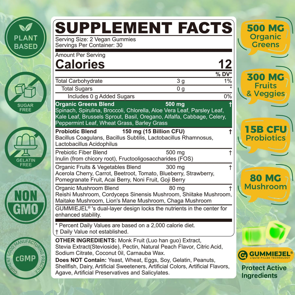 Close-up of peach-flavor gummies in a bottle