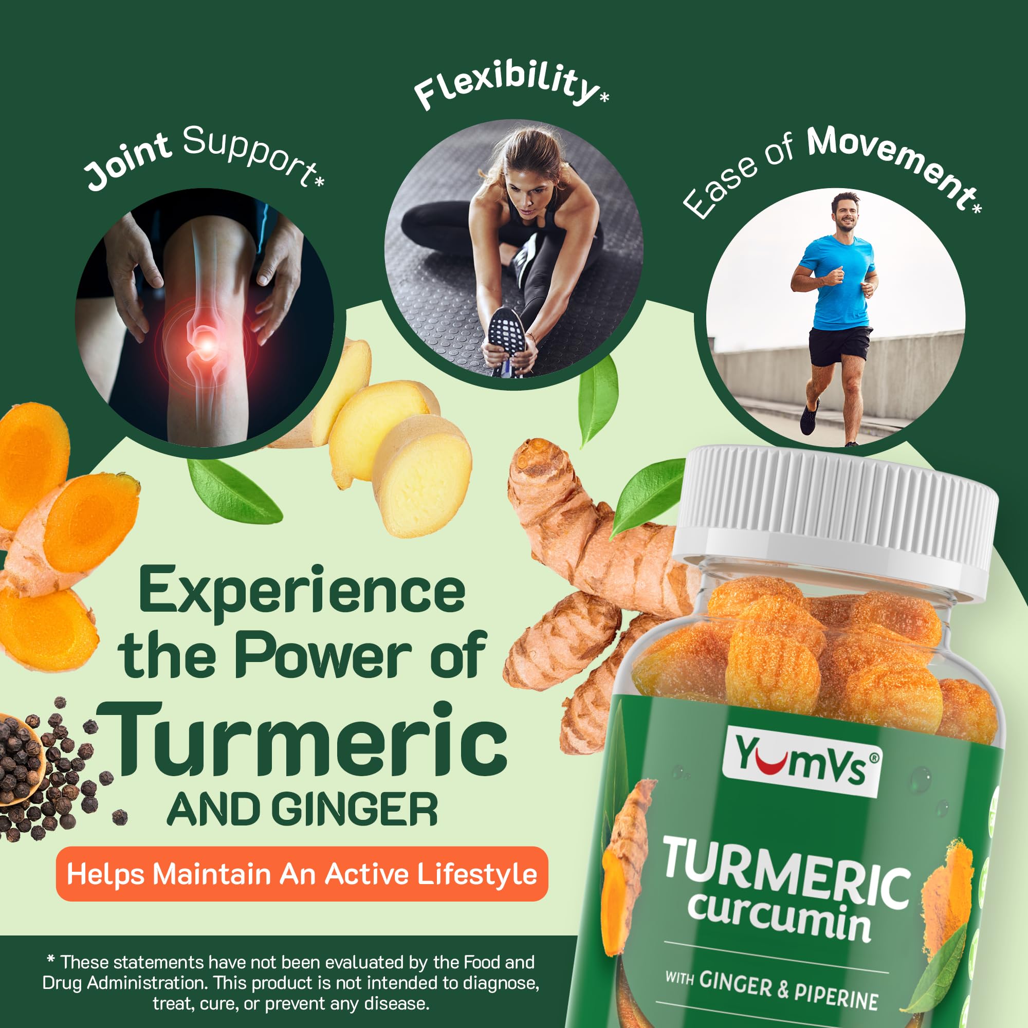 Peach flavored vegan turmeric gummies packaging