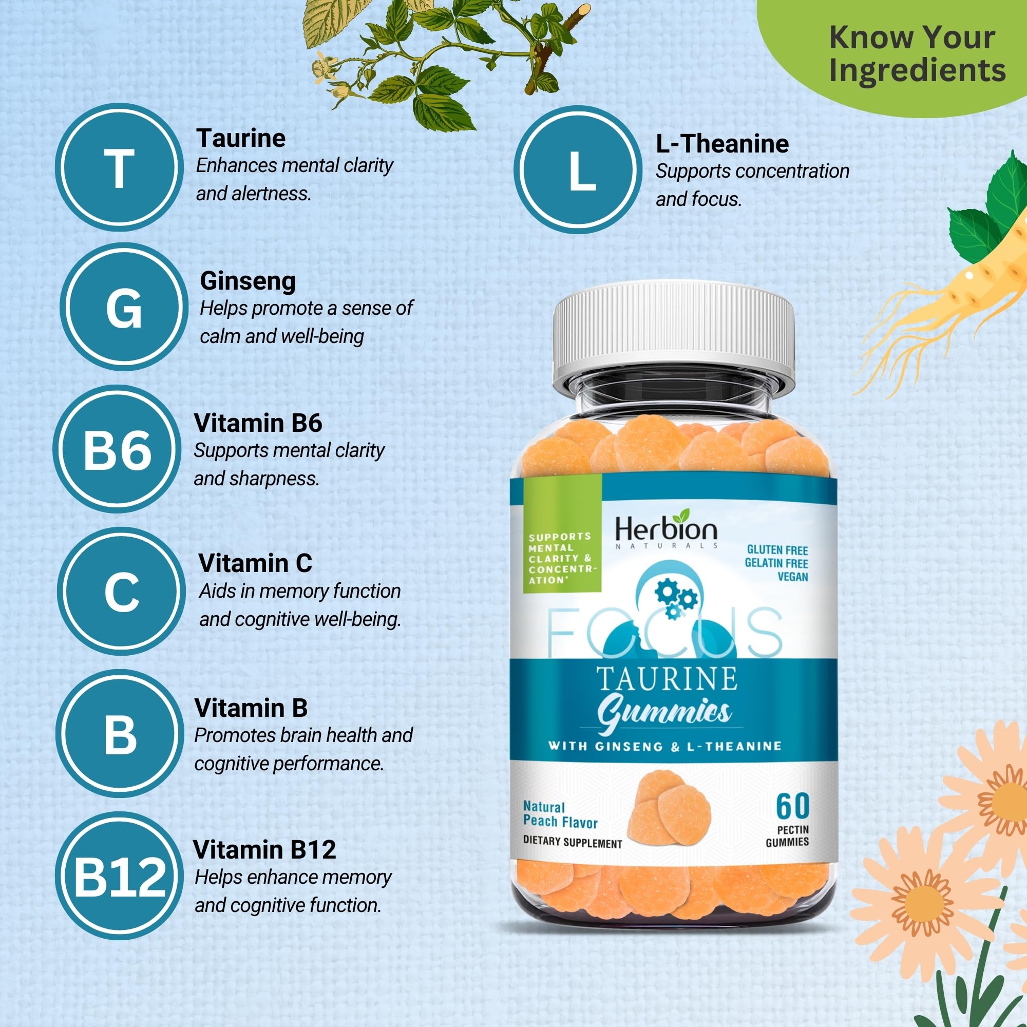 Peach-flavored Taurine Gummies bottle image