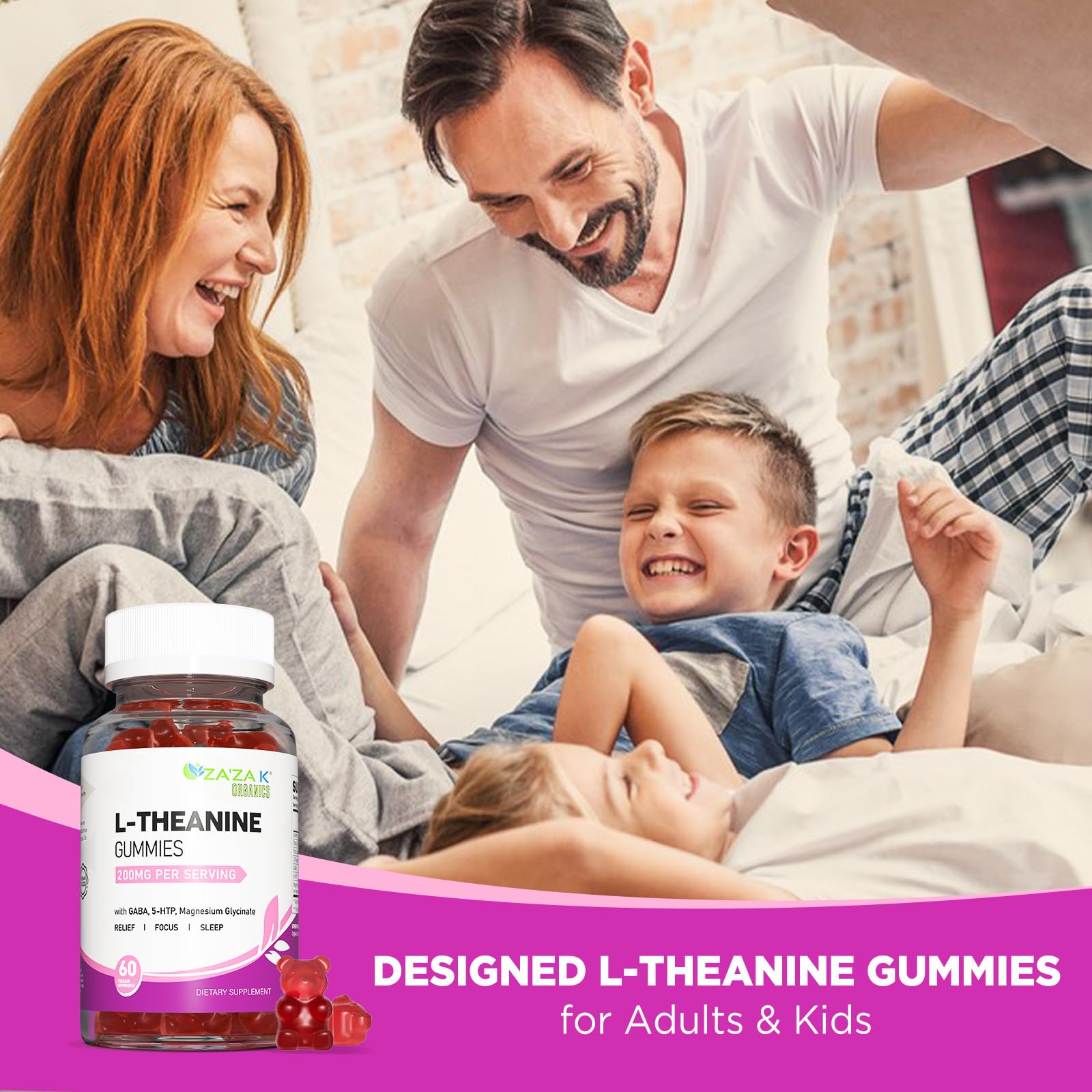 Peach-flavored vegan L-Theanine gummies