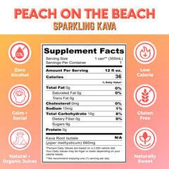 Peach on the Beach flavor sparkling kava seltzer can