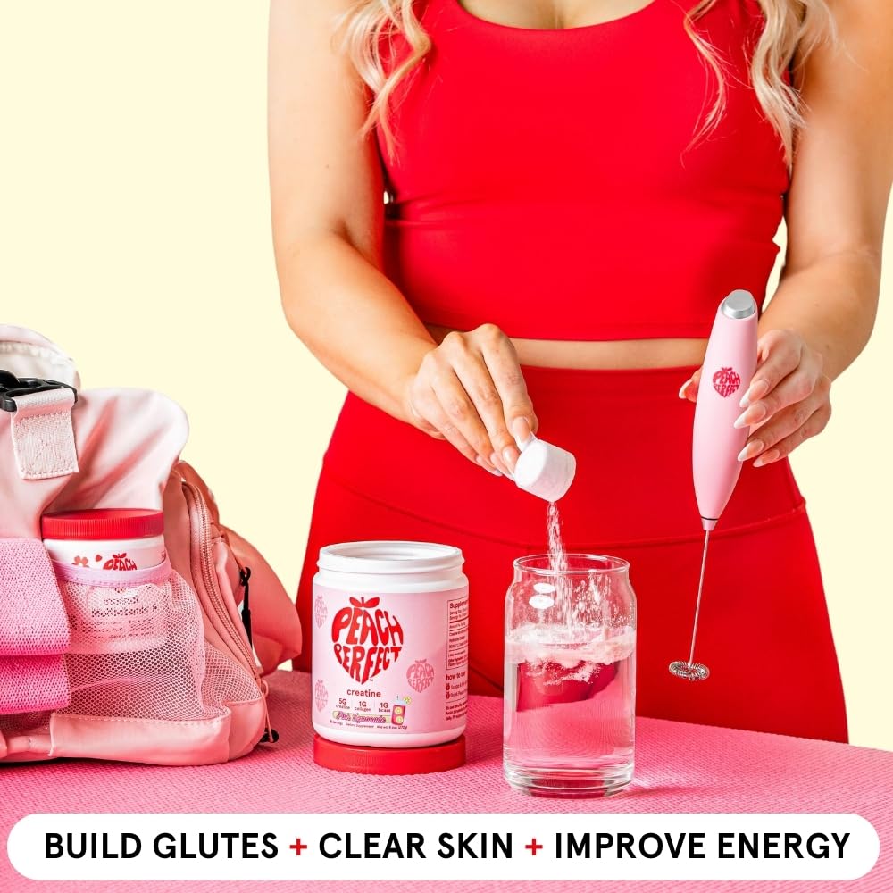 NSF-certified USA facility label on Peach Perfect Creatine packaging.