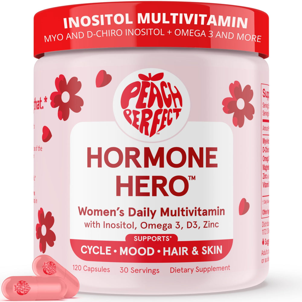 Peach Perfect Inositol Multivitamin bottle front for daily wellness companion