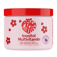 Front label of Peach Perfect Inositol Powder – Strawberry Acai flavor