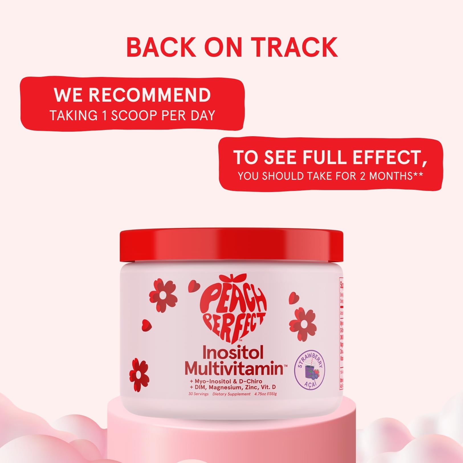 Prepared Peach Perfect Inositol Powder mixed in a drink