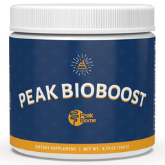 Container of Peak BioBoost prebiotic fiber supplement (plain flavor).