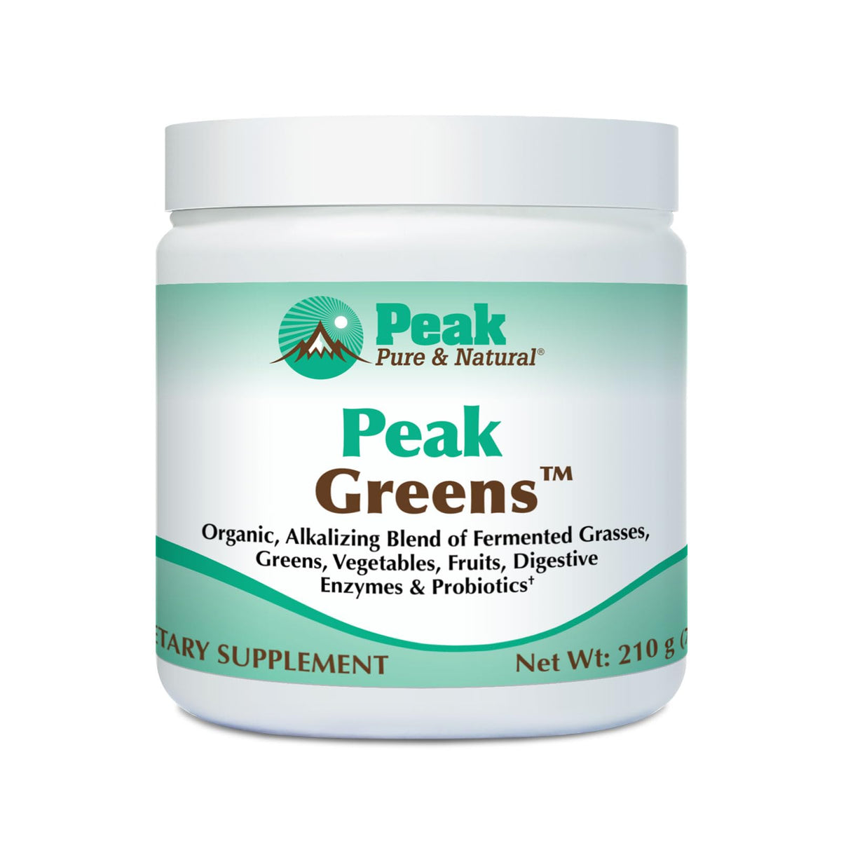 Peak Greens fermented greens powder with scoop