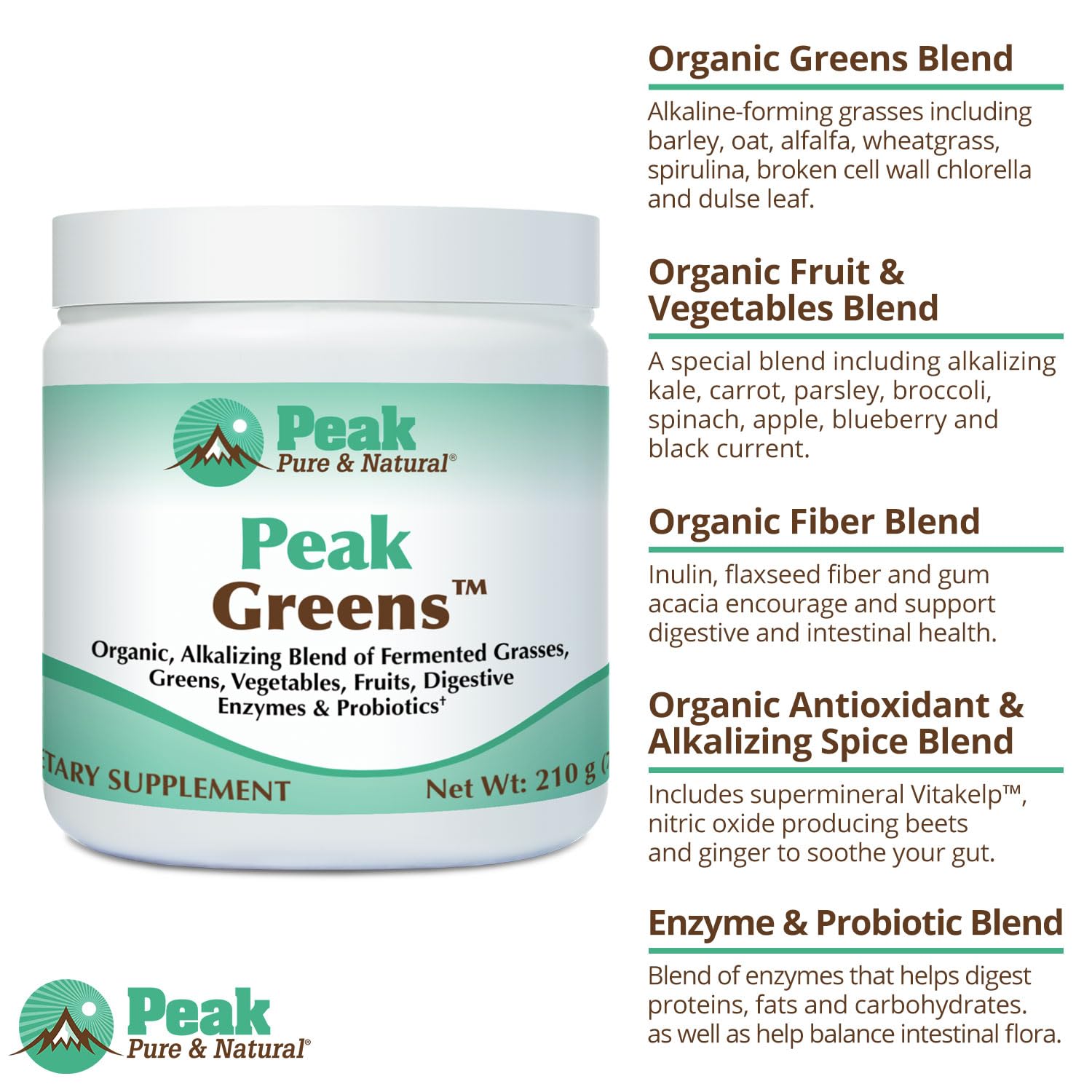 Peak Greens manufactured in USA in NSF-certified facility
