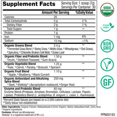 Organic antioxidant and alkalizing spice blend in Peak Greens