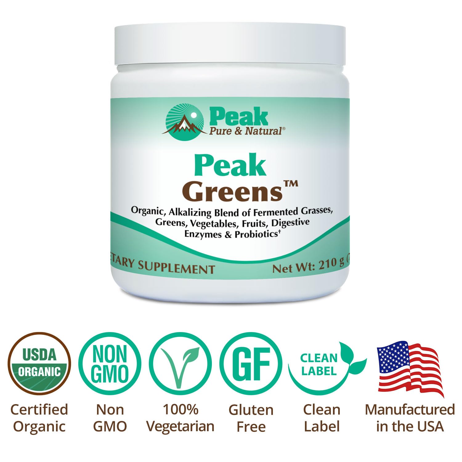 Organic probiotic fiber blend with digestive enzymes in Peak Greens