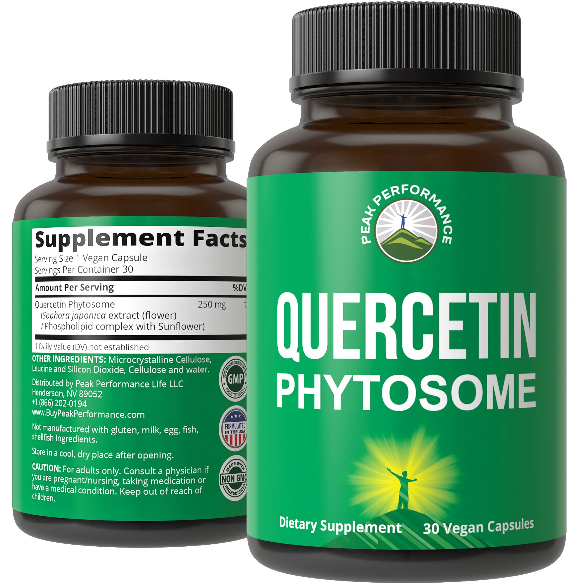 Peak Performance Quercetin Phytosome vegan capsules bottle