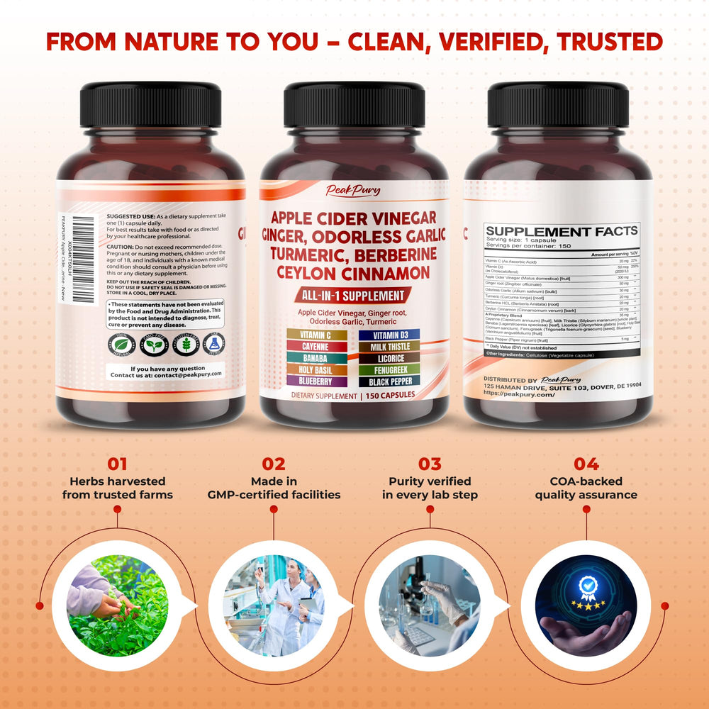 Made in USA PeakPury Apple Cider Vinegar supplement product image