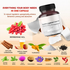 Close up of PeakPury Berberine capsules