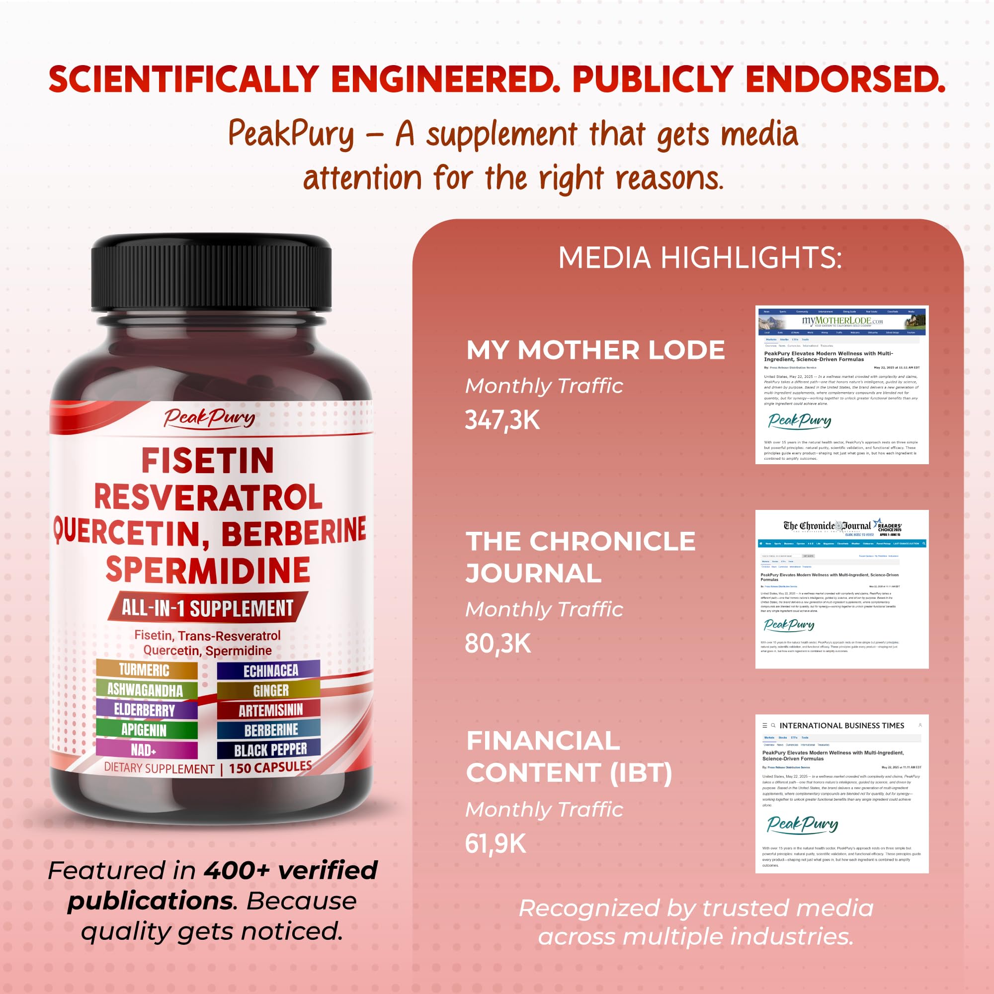 Third-party lab testing seal on PeakPury packaging