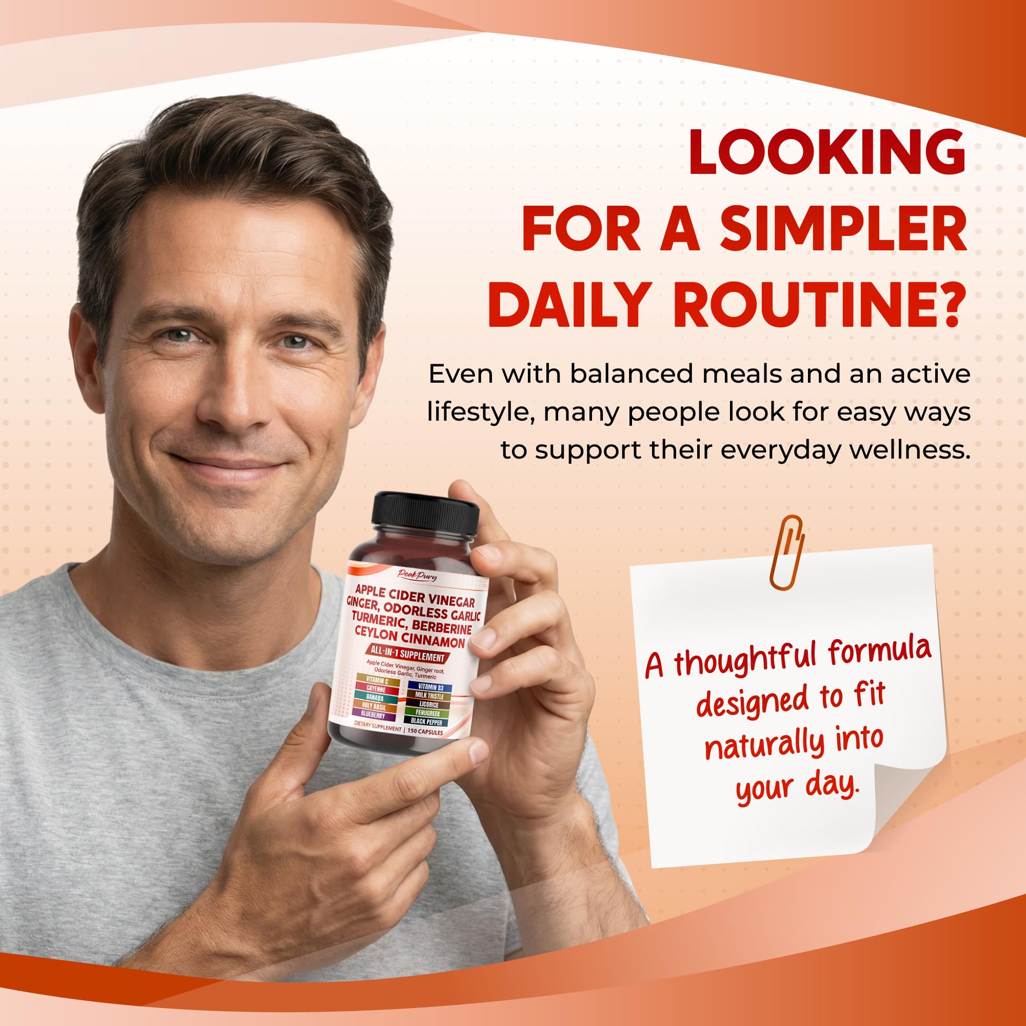 PEAKPURY open bottle with capsules ready for daily use