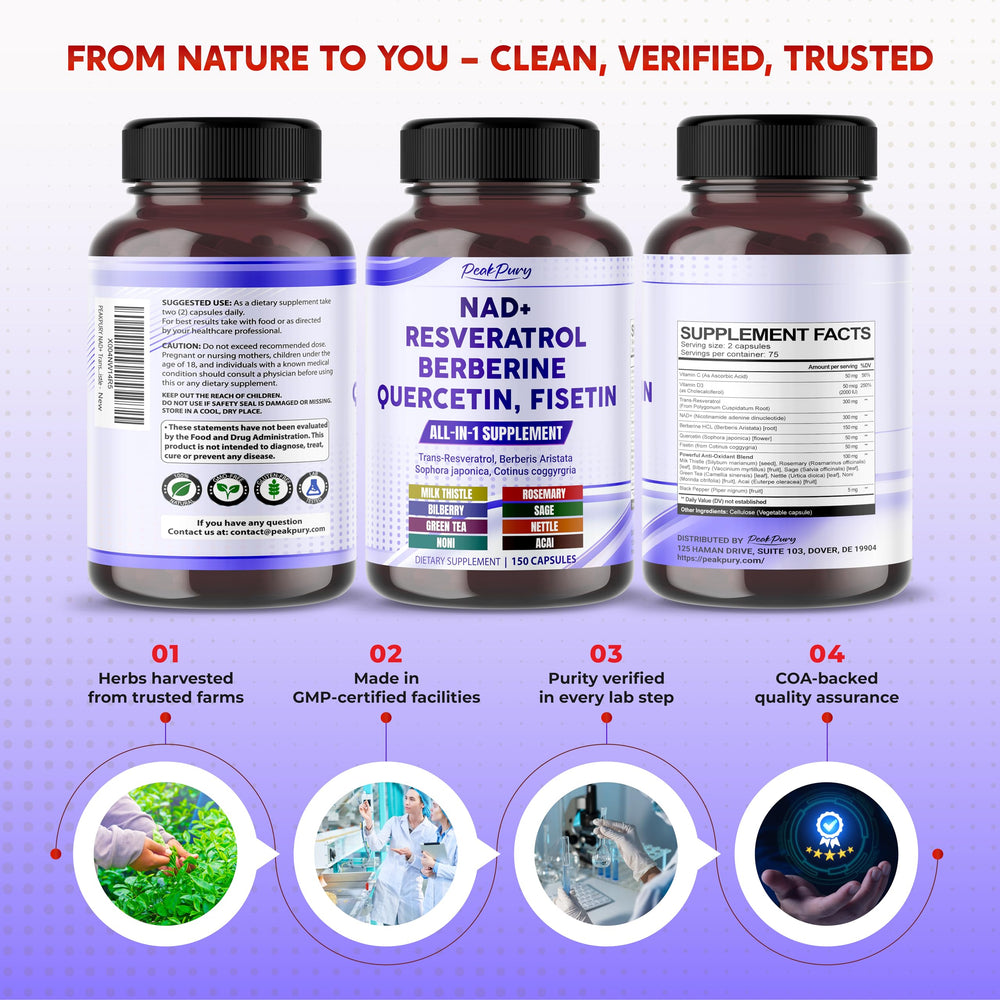 Serving suggestion showing PeakPury capsule with bottle