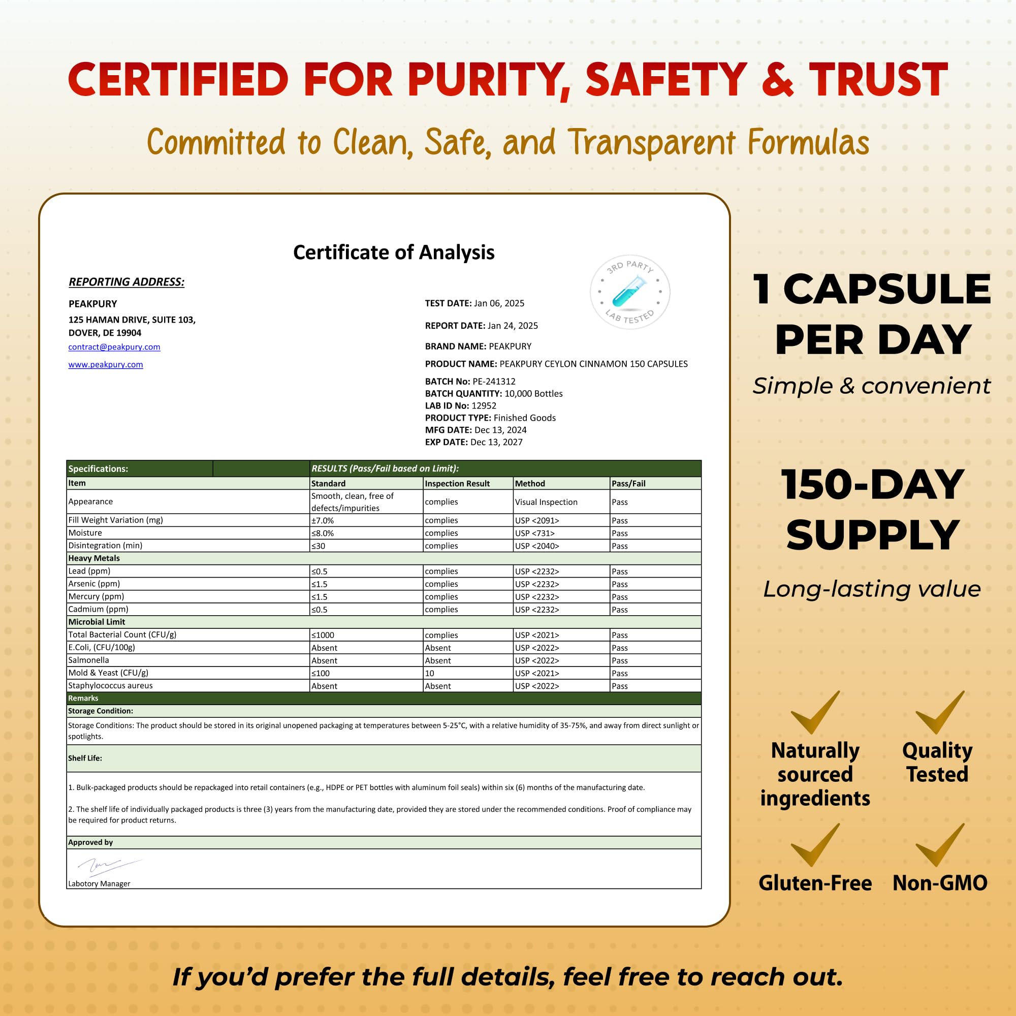 PEAKPURY label shows CoQ10 and olive leaf for heart wellness cues.