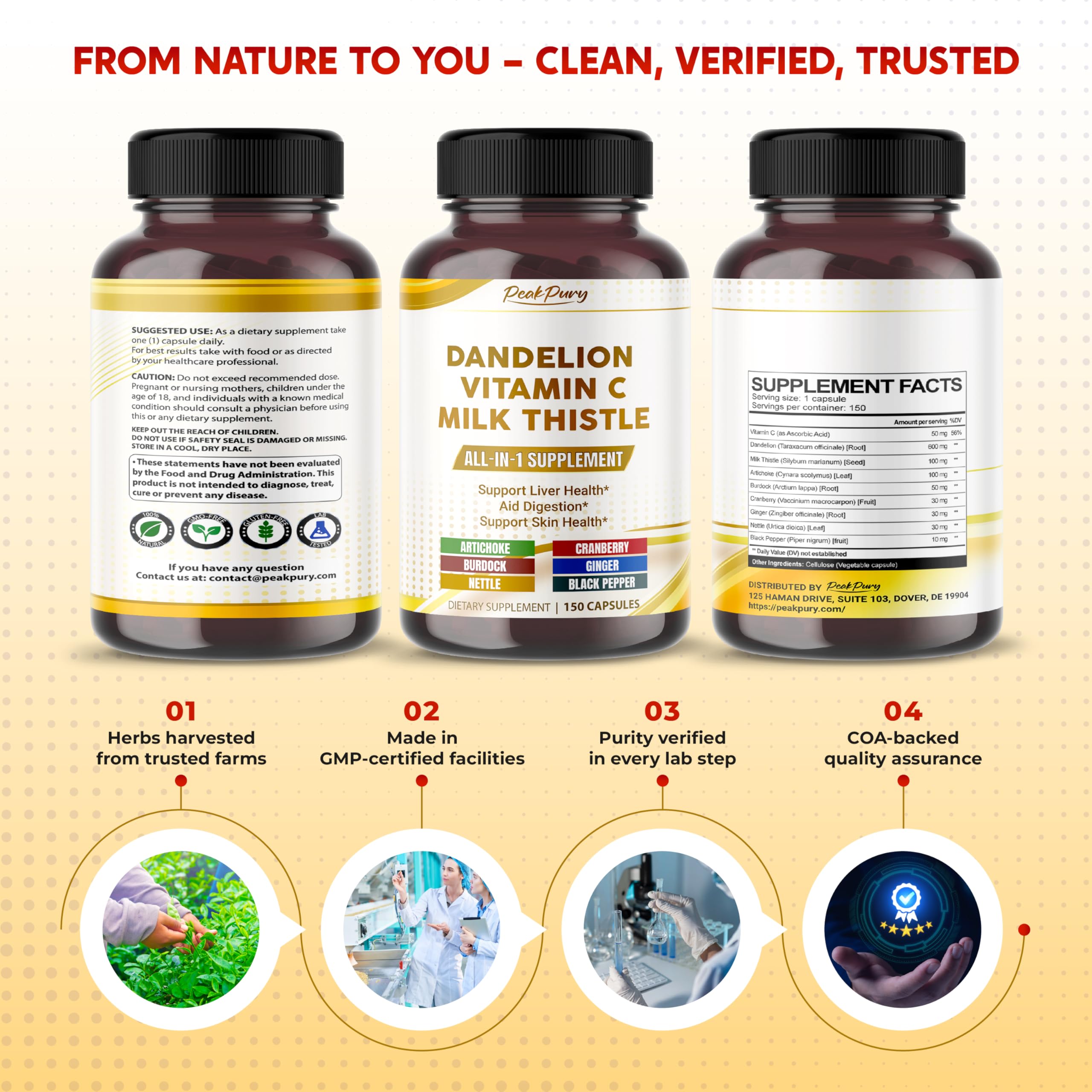 PeakPury Ultra Dandelion product box and bottle set