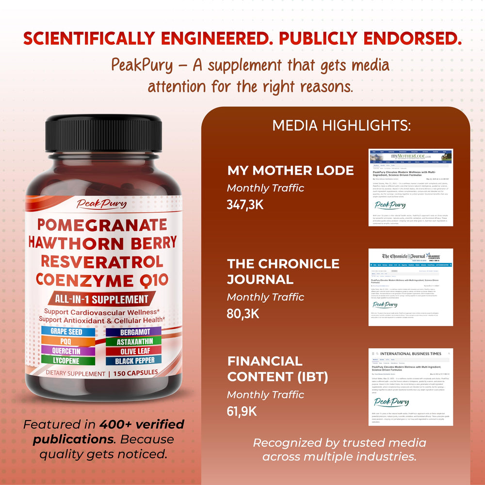 Resveratrol and CoQ10 ingredients in PEAKPURY Ultra